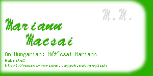 mariann macsai business card